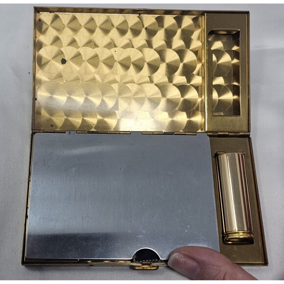 Vintage Elegant Rhinestone Powder Compact Lipstick Makeup Cig/Money Mirror Case - Picture 4 of 16